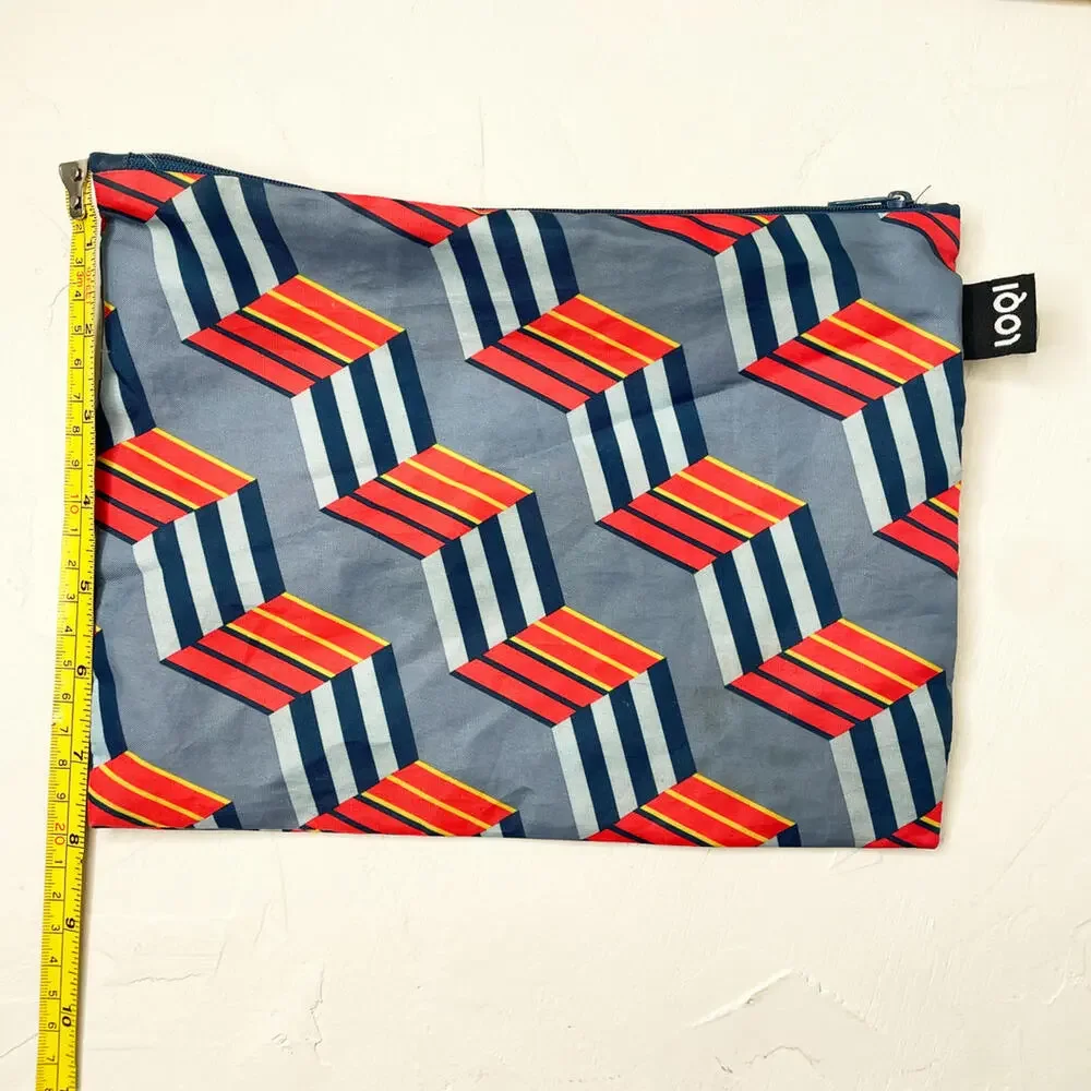 LOQI Set of 3 Colorful Geometric Patterned Pouches - Picture 4 of 7